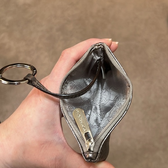 SALE Michael Kors Metallic Silver Keychain Pouch - Picture 6 of 6